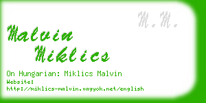 malvin miklics business card